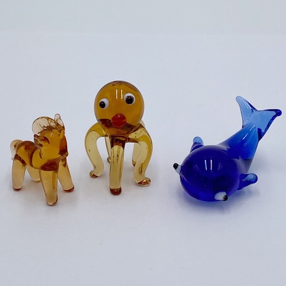 Glass Miniature Animal Figurines Hand Blown Lot Of 3 - Picture 7 of 7